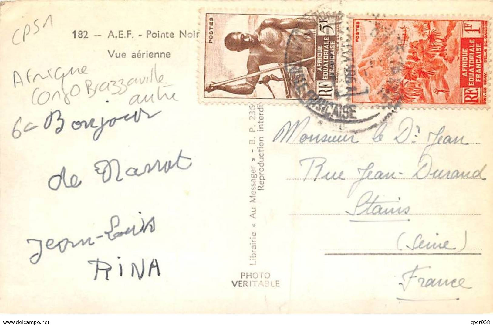 CONGO - SAN43031 - AEF Pointe Noire - Vue Aérienne - CPSM 14x9 Cm - Autres & Non Classés