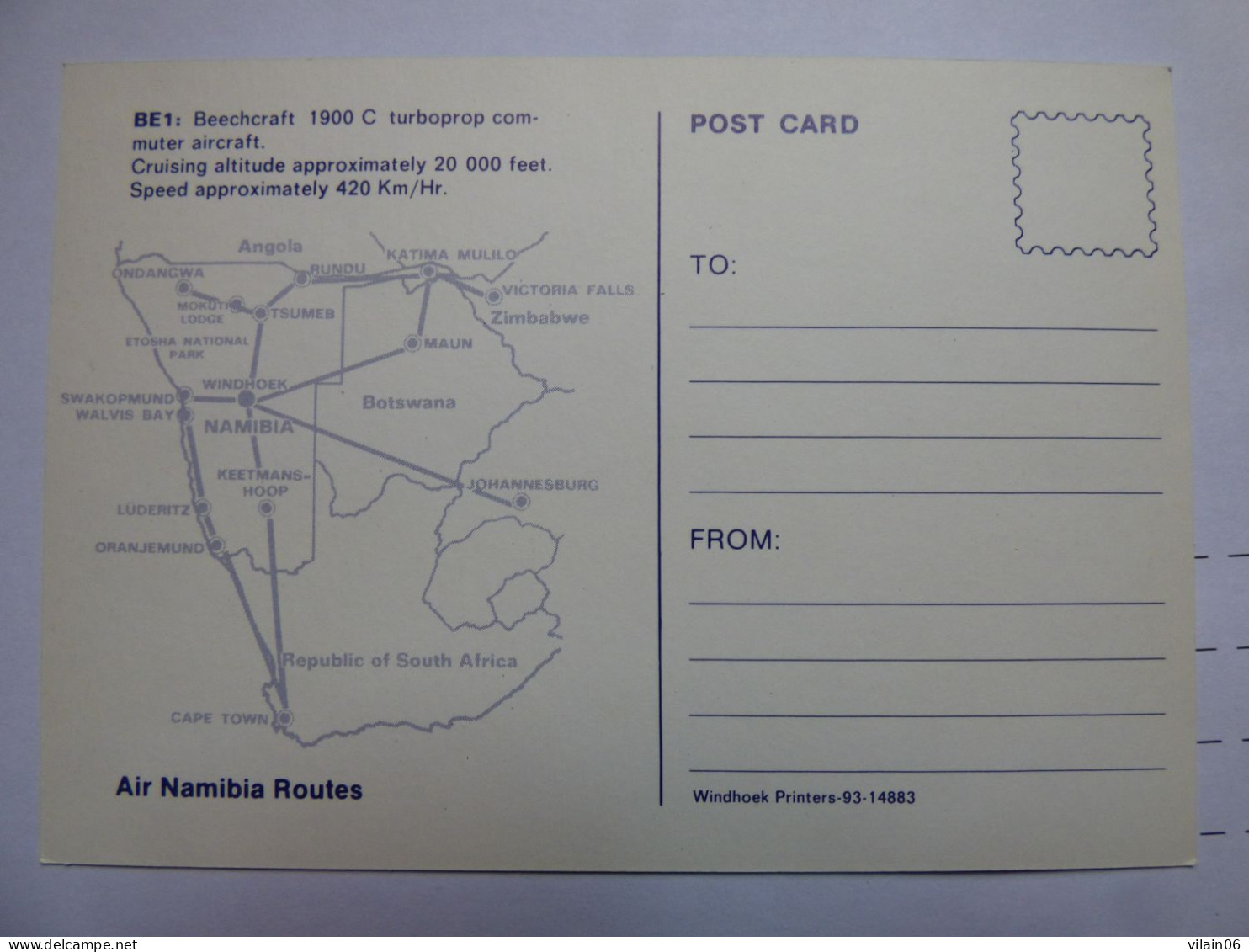 AIR NAMIBIA   BEECH 1900C  /   AIRLINE ISSUE / CARTE COMPAGNIE - 1946-....: Era Moderna