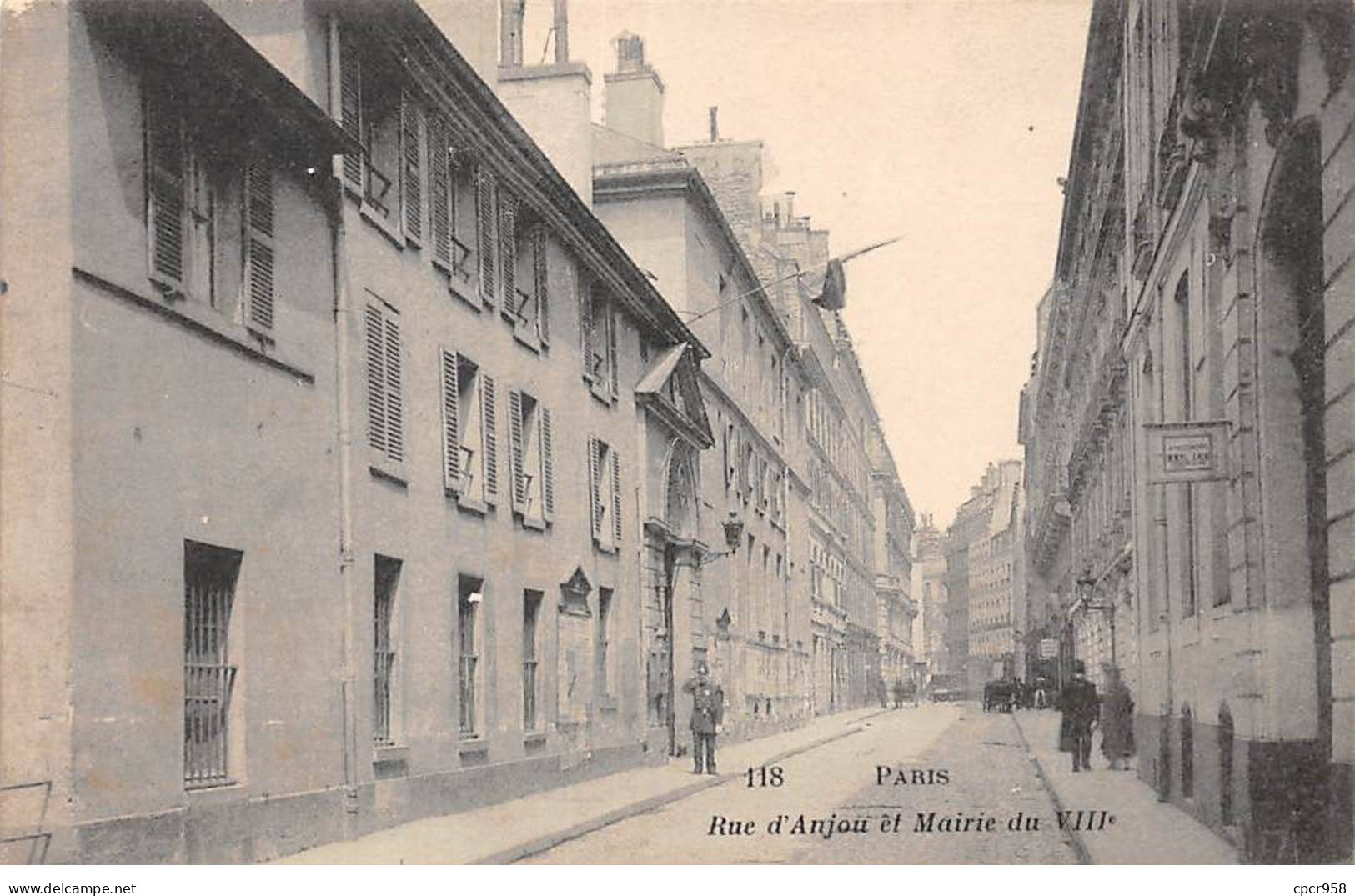 75.AM19032.Paris.75008.N°118.Rue D'Anjou Et Mairie Du VIII - Arrondissement: 08