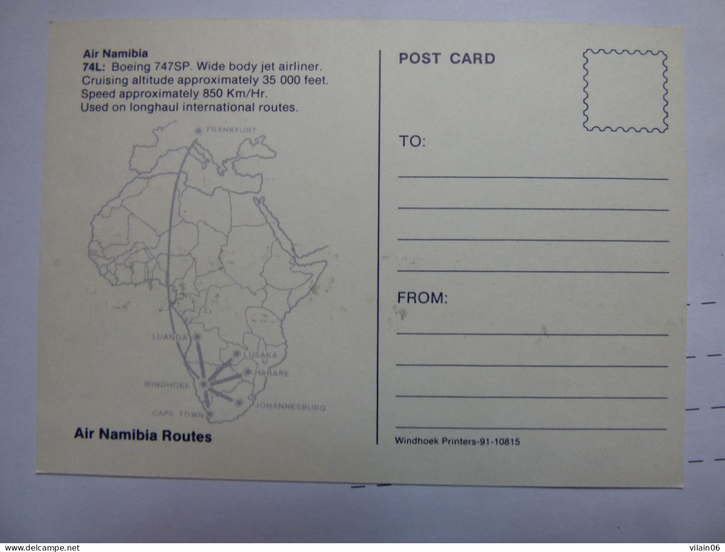 AIR NAMIBIA   B 737  /   AIRLINE ISSUE / CARTE COMPAGNIE - 1946-....: Era Moderna