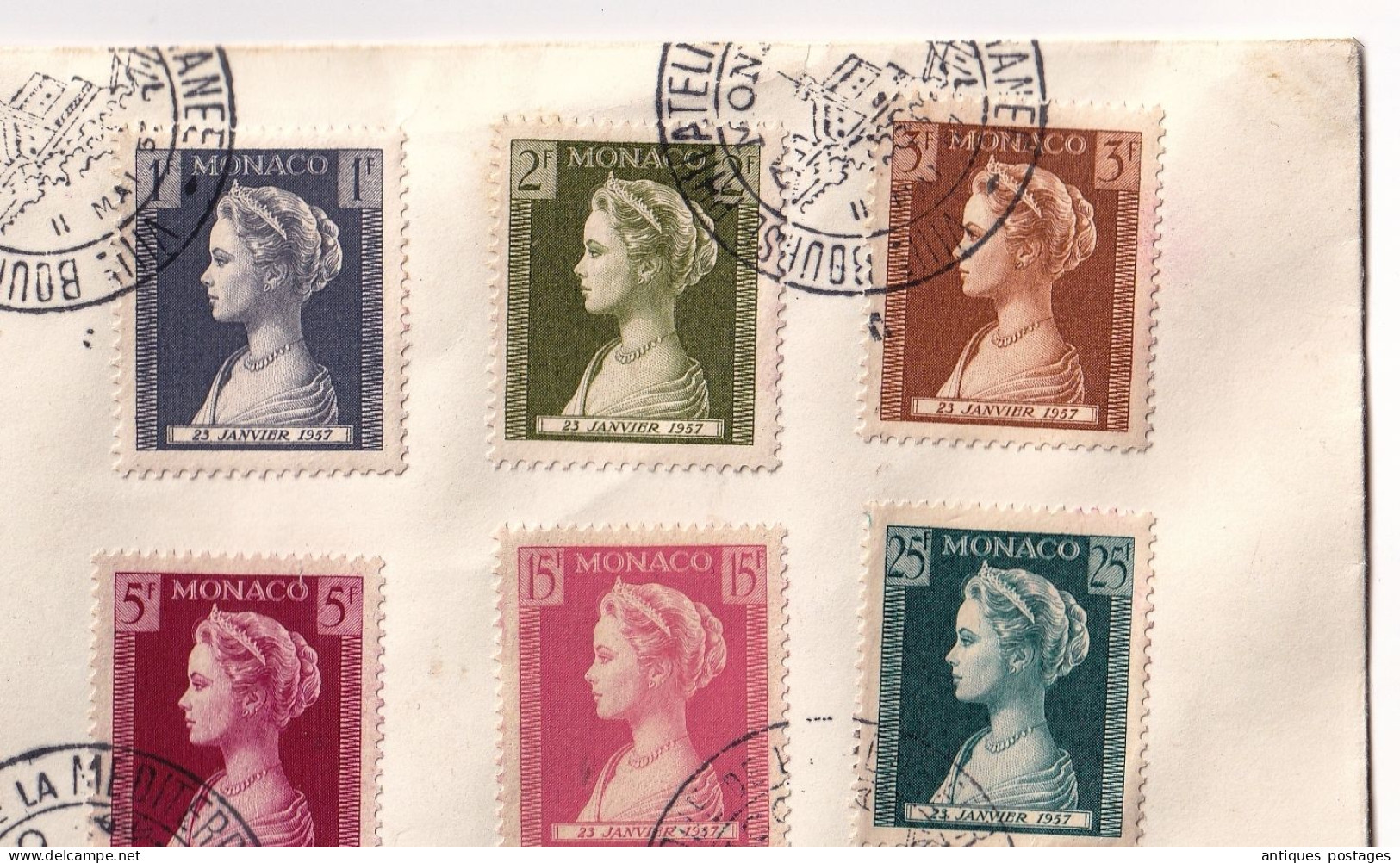 Lettre Recommandée 1957 Monaco Naissance Princesse Caroline De Monaco Monte Carlo Grimaldi Stamp Grace Kelly - Lettres & Documents