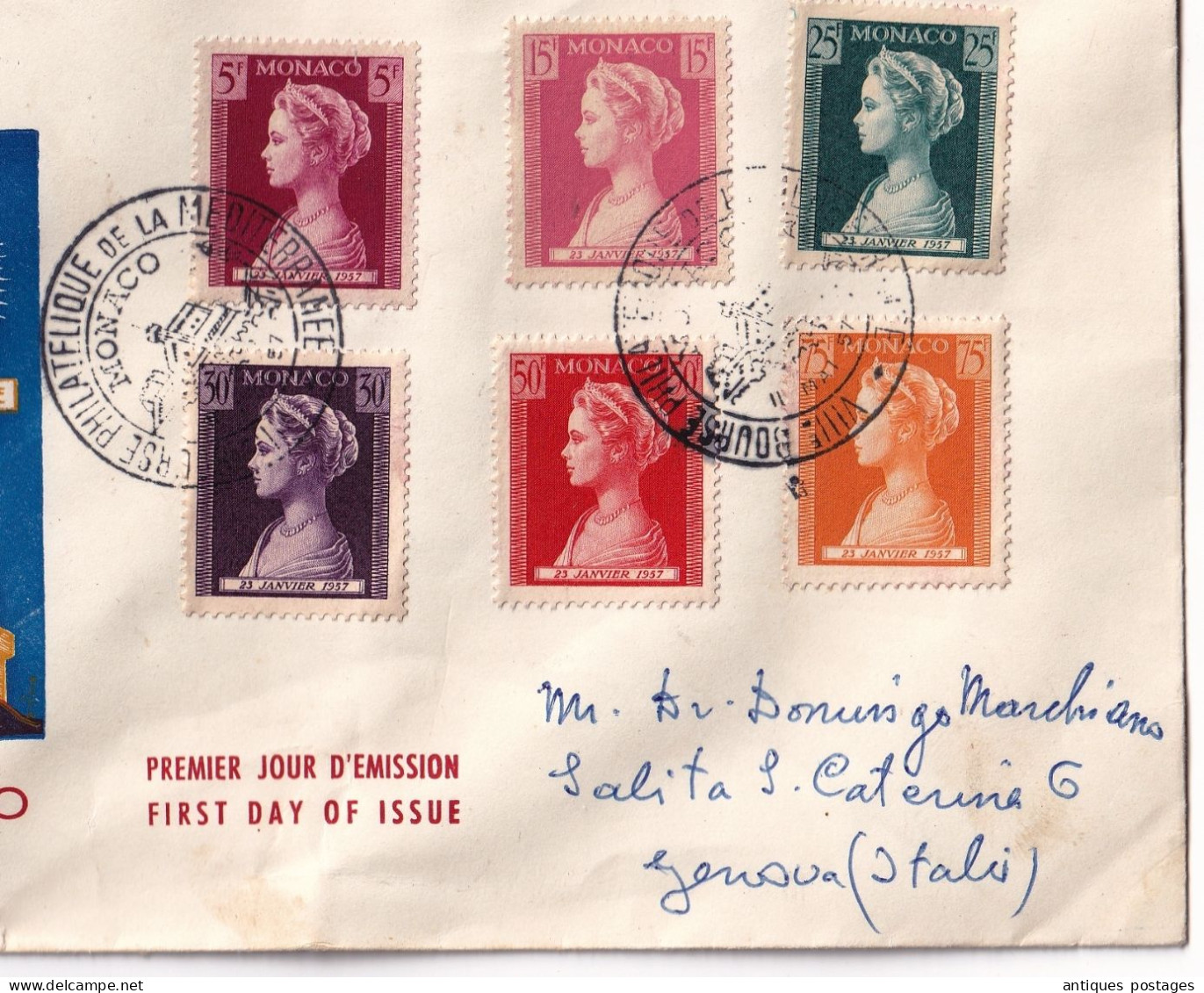 Lettre Recommandée 1957 Monaco Naissance Princesse Caroline De Monaco Monte Carlo Grimaldi Stamp Grace Kelly - Briefe U. Dokumente