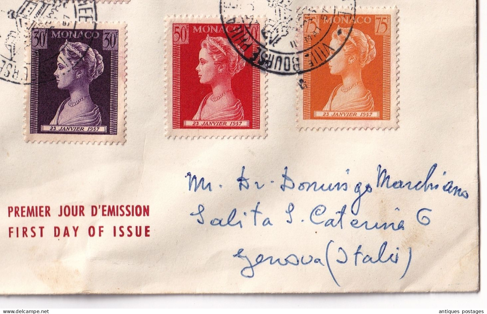 Lettre Recommandée 1957 Monaco Naissance Princesse Caroline de Monaco Monte Carlo Grimaldi Stamp Grace Kelly