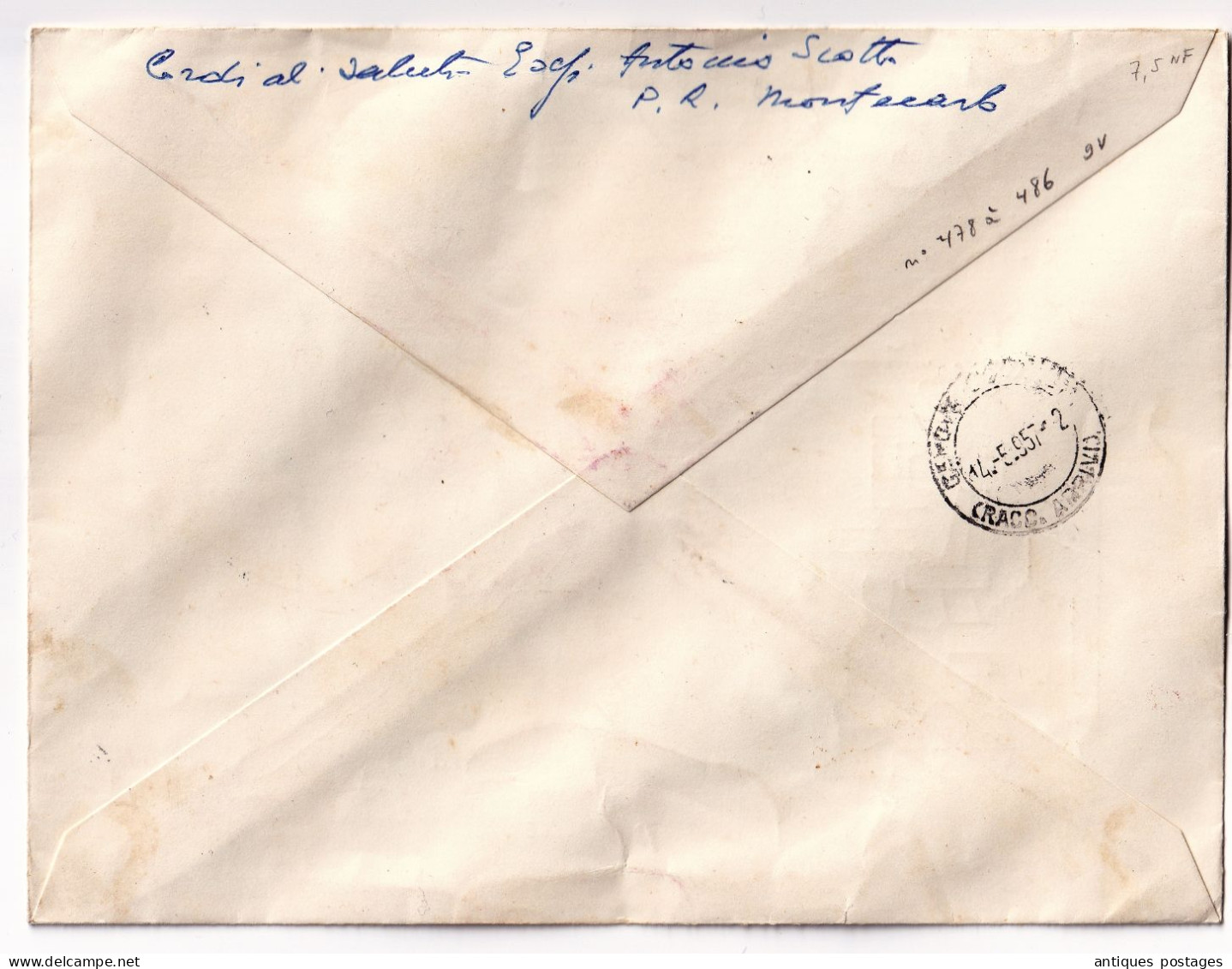 Lettre Recommandée 1957 Monaco Naissance Princesse Caroline de Monaco Monte Carlo Grimaldi Stamp Grace Kelly