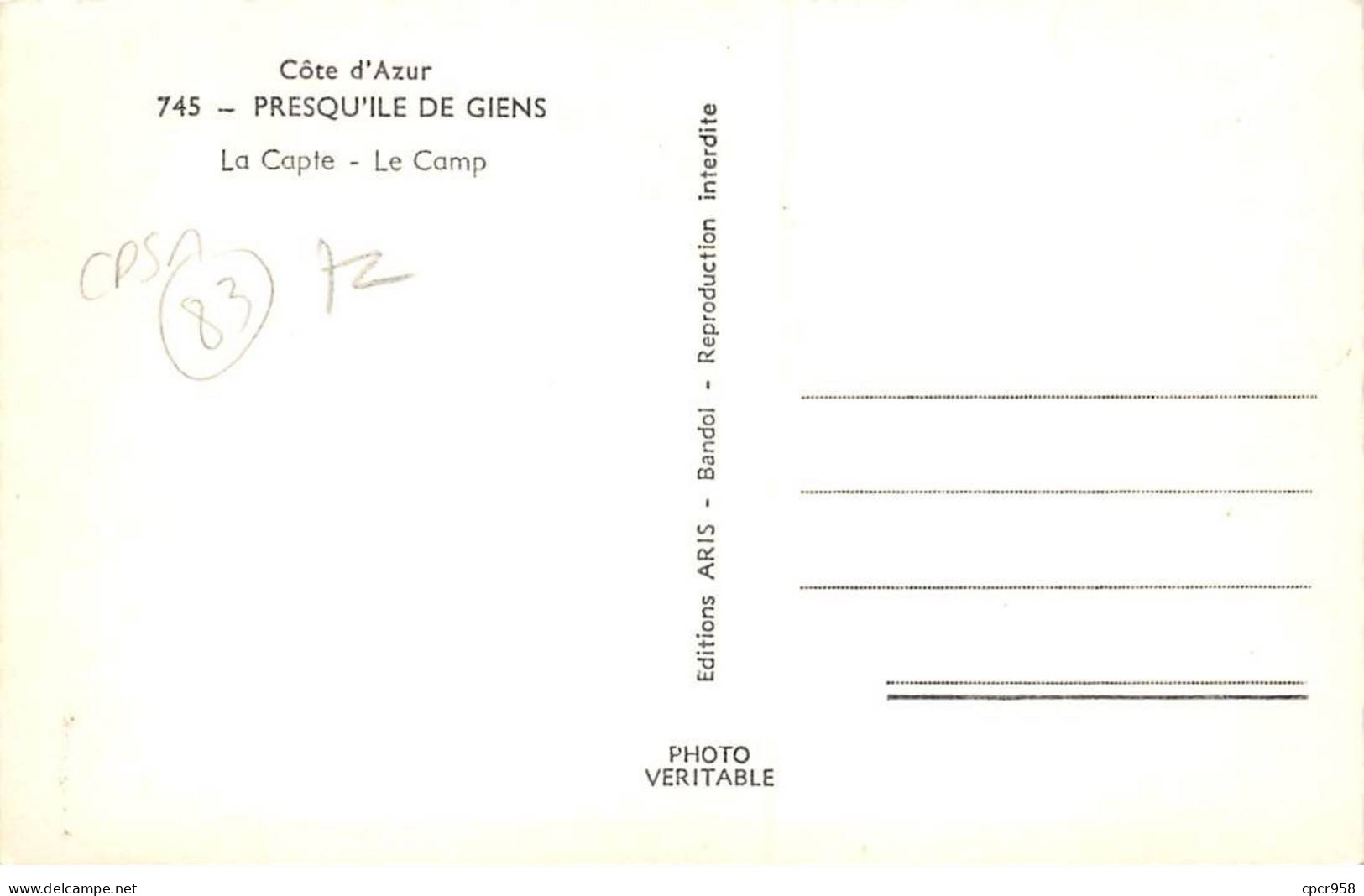 83 - GIENS - SAN39029 - Presqu'Ile - La Capte - Le Camp - CPSM 14x9 Cm - Sonstige & Ohne Zuordnung