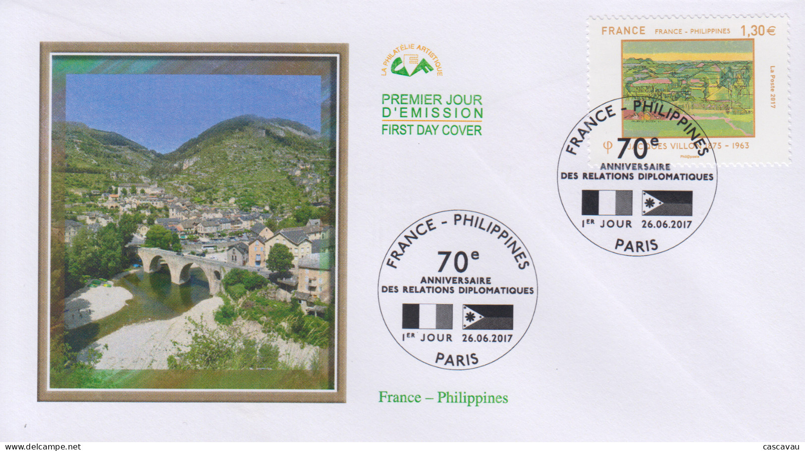 Enveloppe   FDC   1er  Jour    FRANCE    Emission   Commune    FRANCE  -  PHILIPPINES    2017 - Emissions Communes