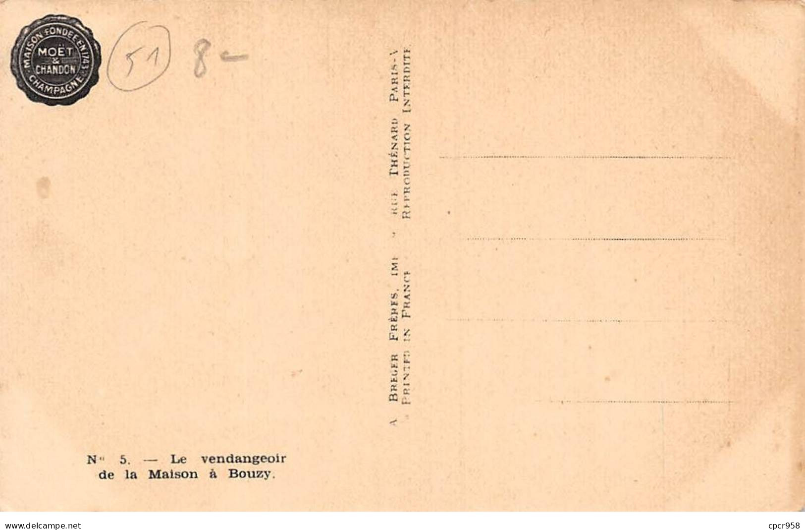 51 - CHAMPAGNE - SAN38807 - Champagne Moët & Chandon - Le Vendangeoir De La Maison à Bouzy - Sainte-Menehould