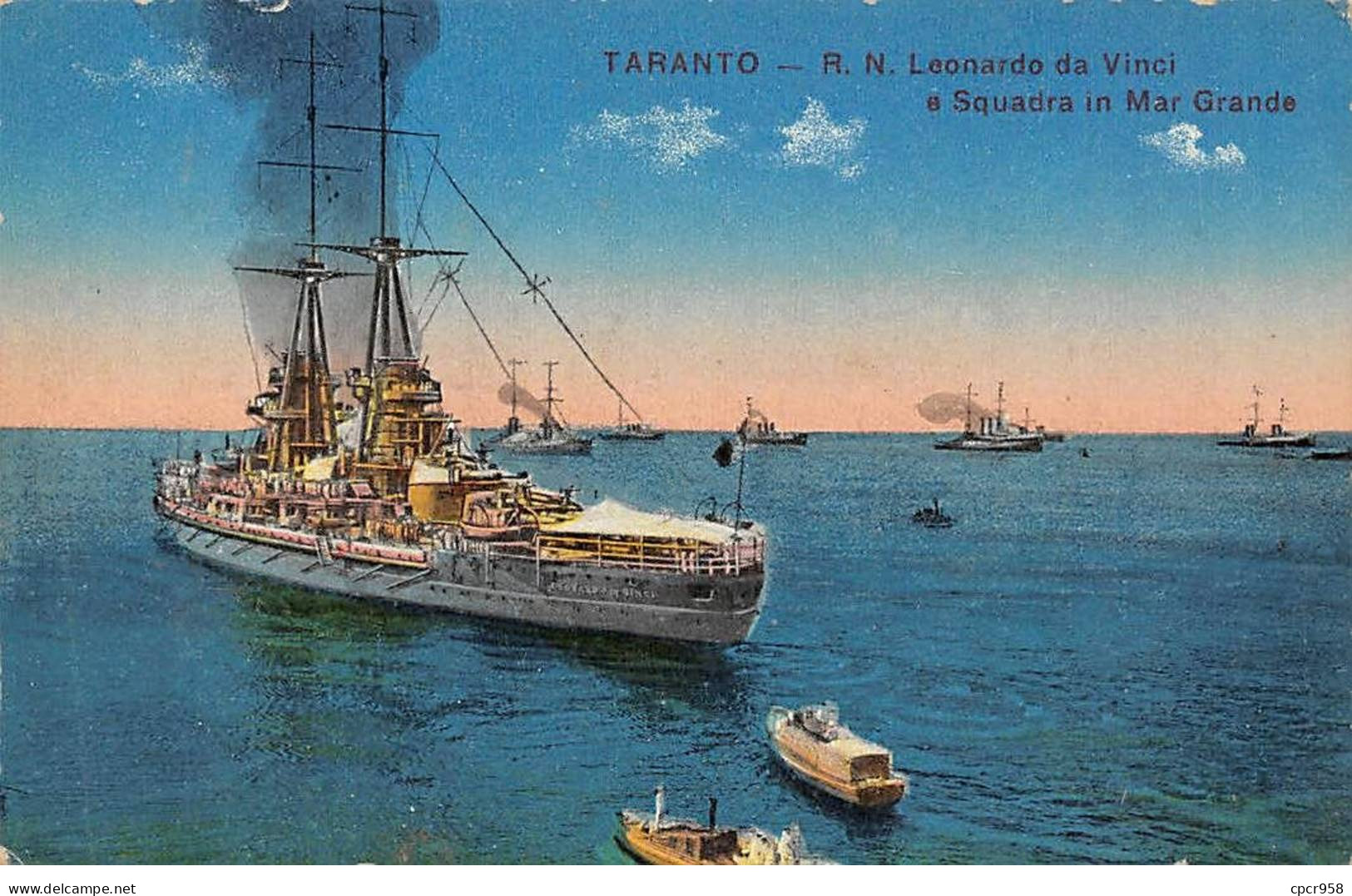 ITALIE - TARANTO - SAN39618 - RN Leonardo Da Vinci A Squadra In Mar Grande - Taranto