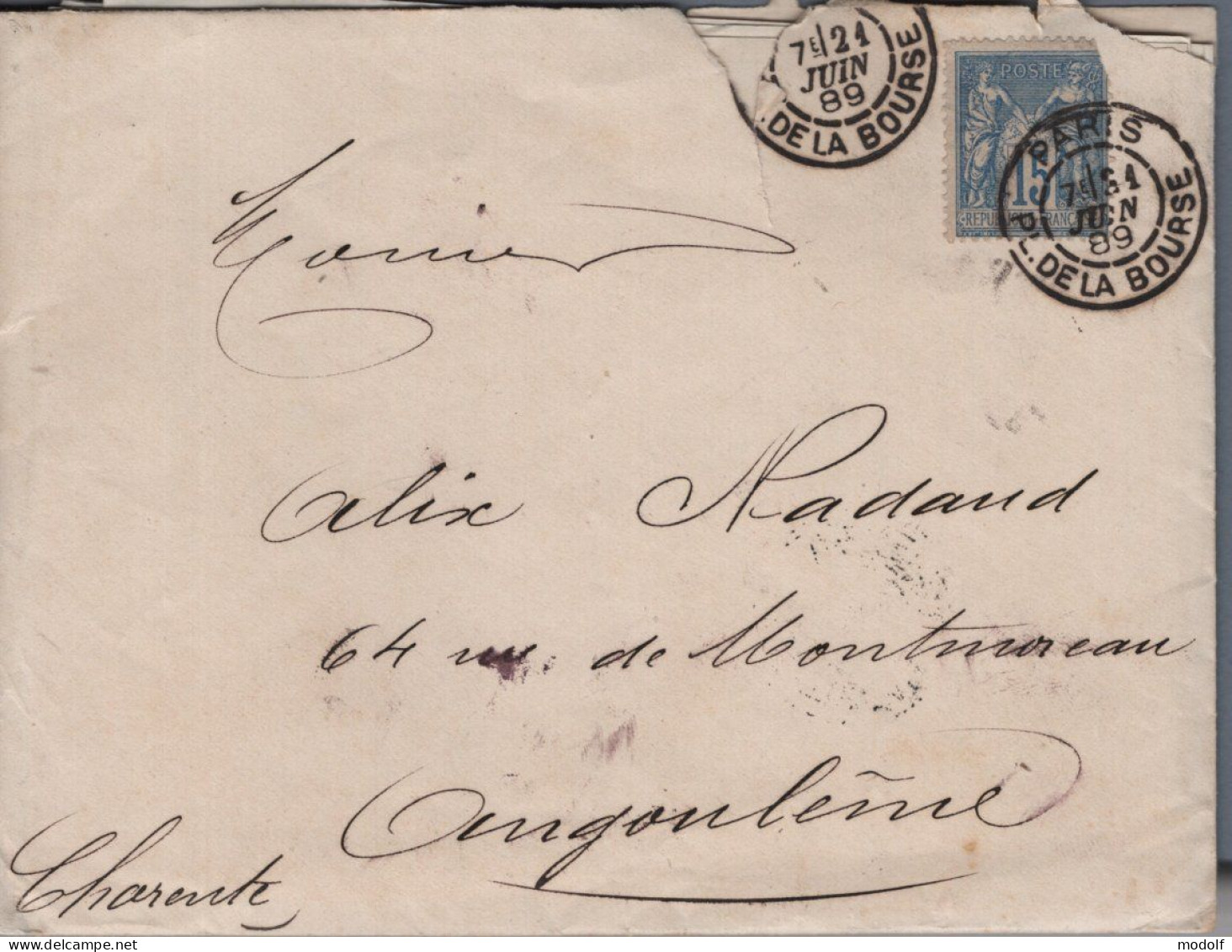 Courrier Daté De 1889 Avec 3 Lettres Agent De Change Moreau - Angoulème - Manuskripte
