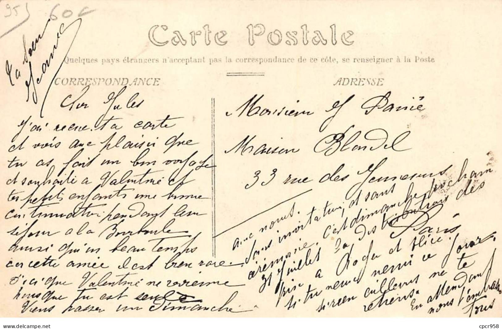 95 - SARCELLES - SAN58616 - Enlèvement Du Ballon "Ville De Sarcelles" Le 8 Août 1909 - Sarcelles