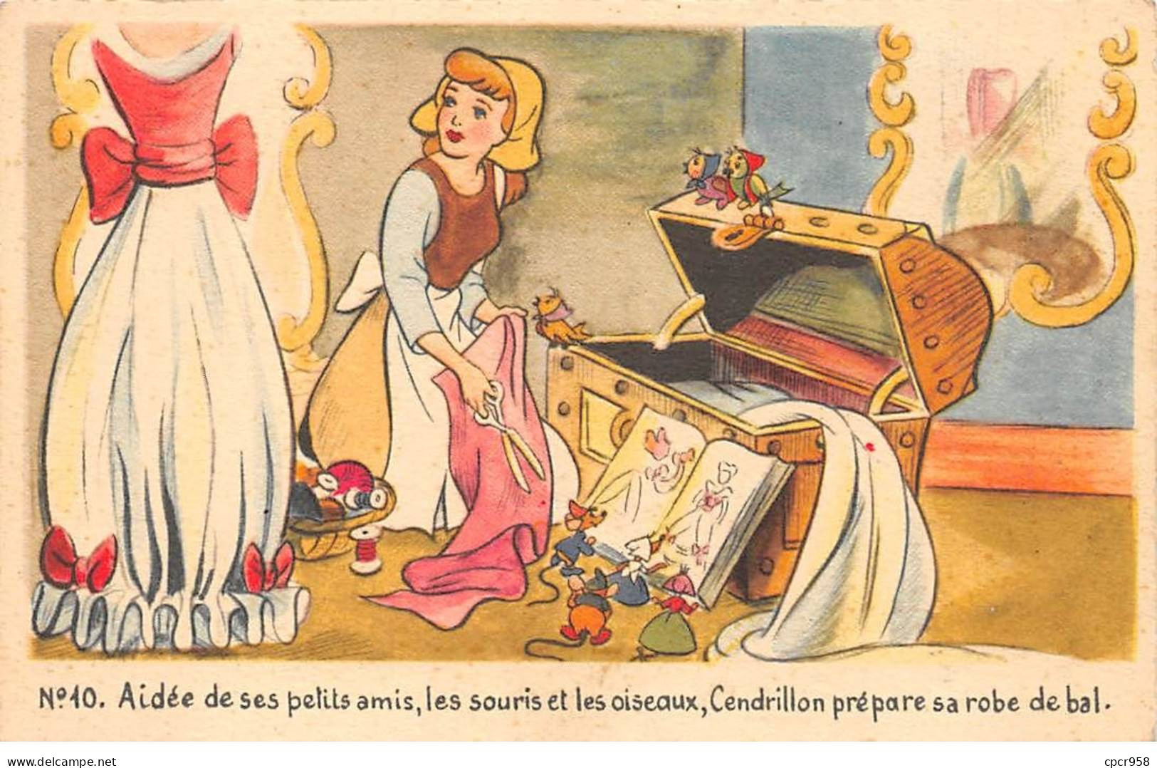 DYSNEY - SAN58635 - Aidée De Ses Petits Amis, Les Souris Et Les Oiseaux, Cendrillon Prépare Sa Robe De Bal - Sonstige & Ohne Zuordnung