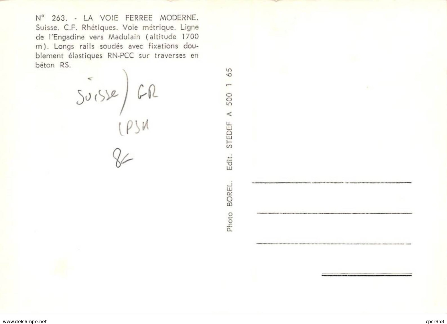 SUISSE - SAN58805 - CF Rhétiques - Voie Métrique - Ligne De L'Engadine Vers Madulain - CPSM 15x10 Cm - Autres & Non Classés