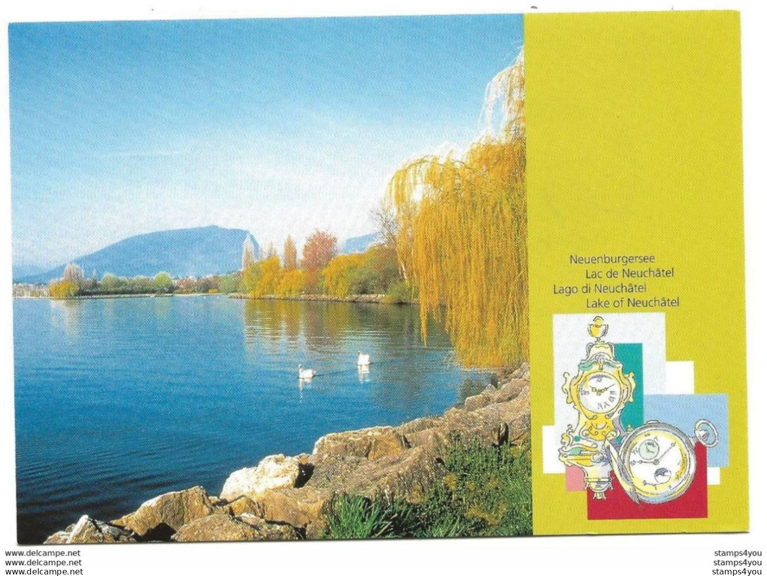 413 - 69 - Entier Postal Suisse "Lac De Neuchâtel" Cachets Illustrés Neuchâtel Capitale De La Technologie De Pointe 2002 - Clocks