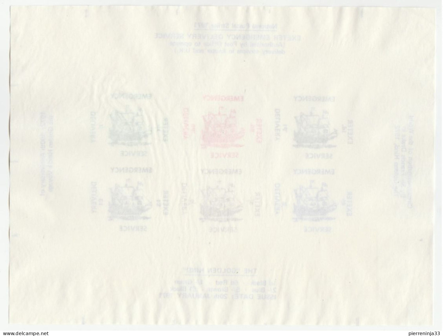 STRIKE MAIL EXETER EMERGENCY DELIVERY SERVICE, 1971, Feuillet De 6 Timbres, Neuf Sans Gomme - Emissione Locali
