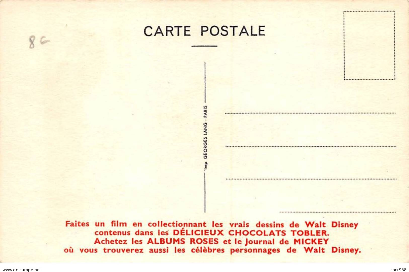 DISNEY - SAN58271 - Carte Pub Tobler - Naf Naf - Autres & Non Classés