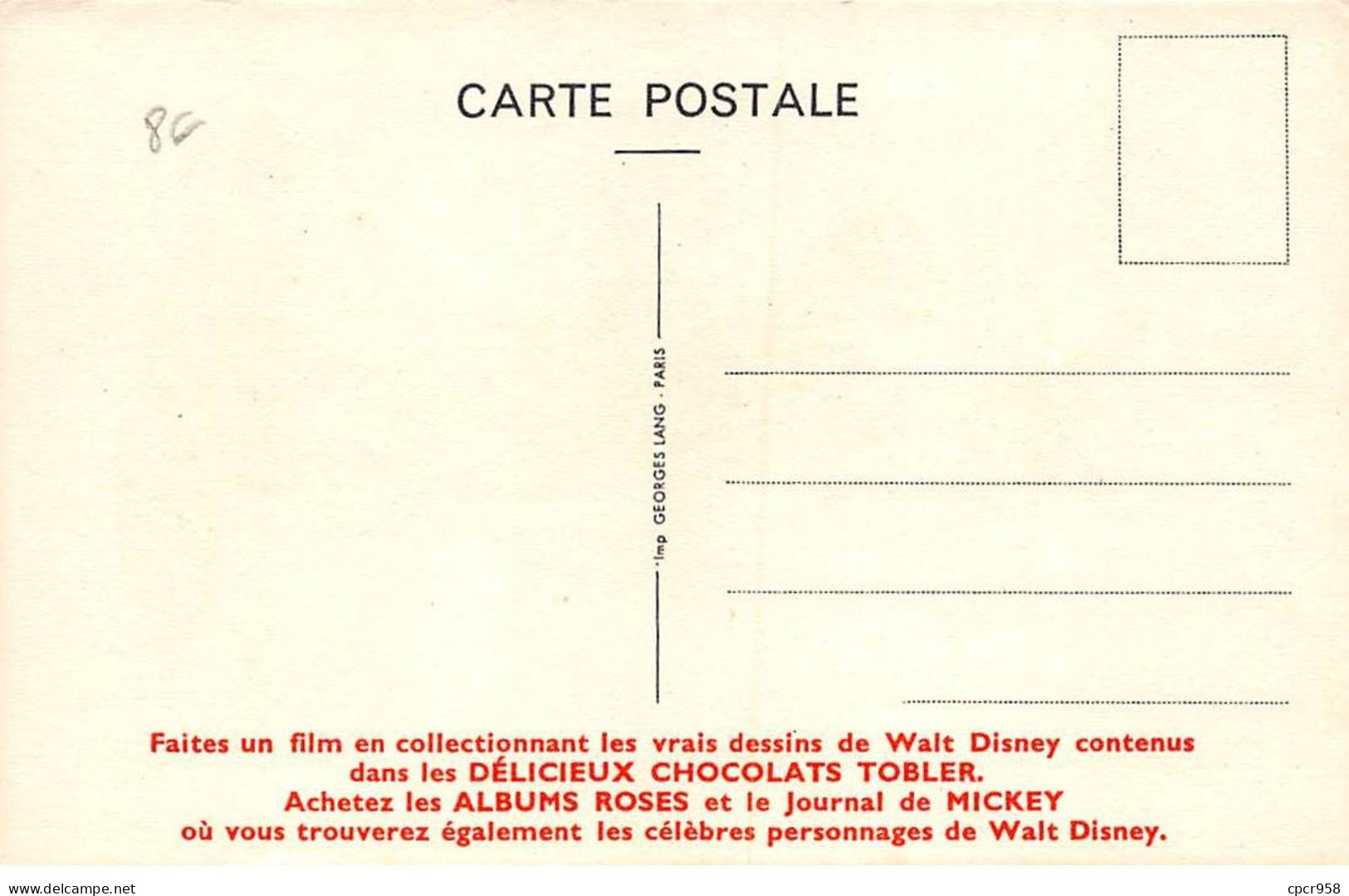 DISNEY - SAN58279 - Carte Pub Tobler - Dingo - Autres & Non Classés