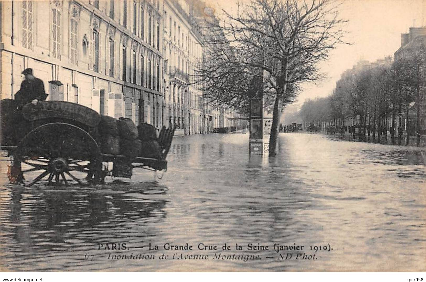 75008 - PARIS - SAN55697 - Inondation De L'Avenue Montaigne - La Grande Cue De La Seine - Janvier 1910 - Distretto: 08