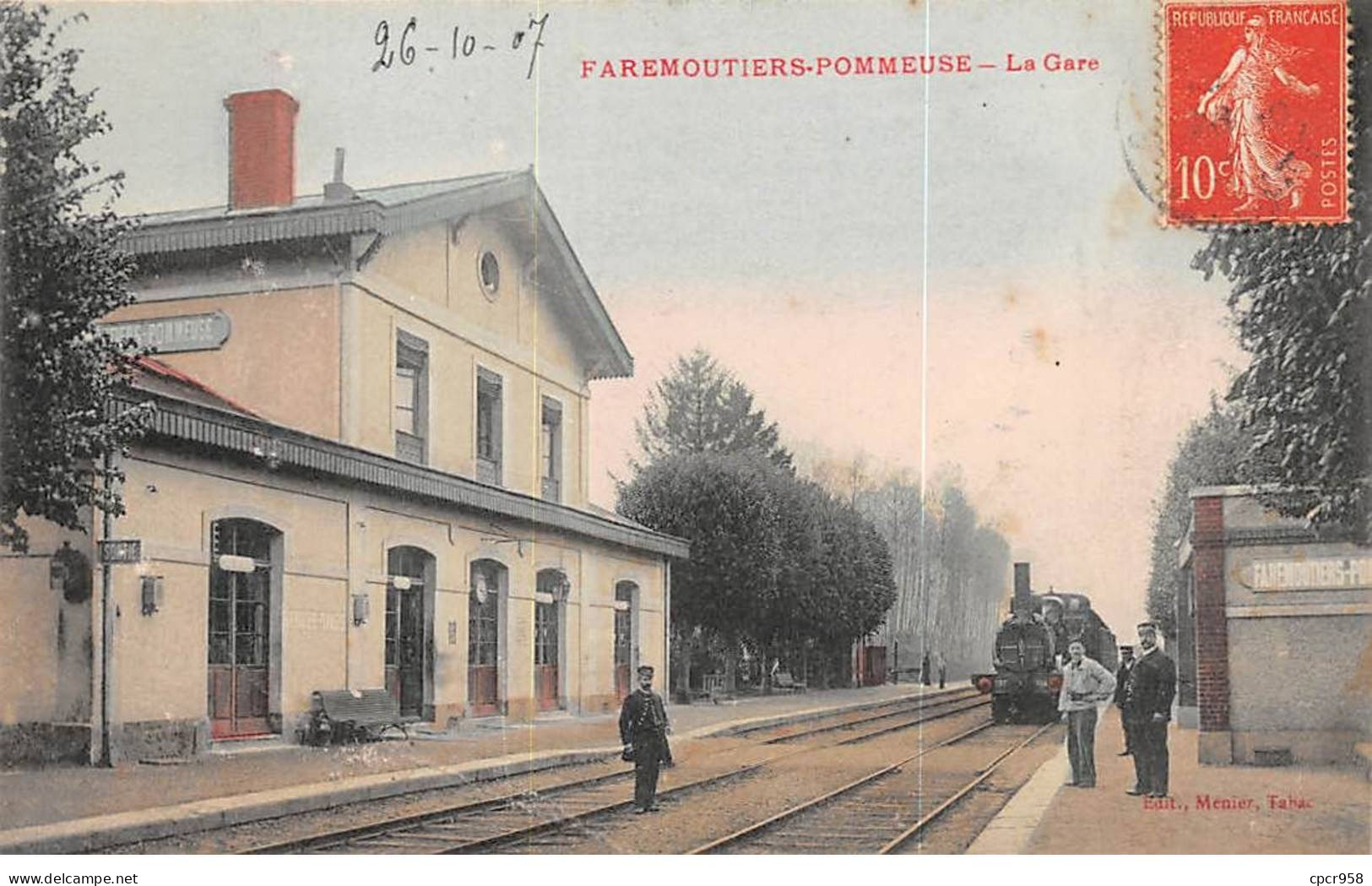77 - FAREMOUTIERS POMMEUSE - SAN55785 - La Gare - Train - Faremoutiers