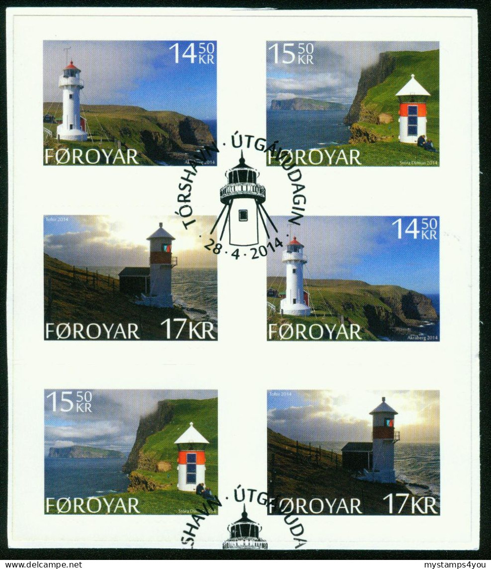 Bm Faroe Islands 2014 MiNr 809-811 (2x) From MH Booklet Used | Lighthouses #kar-1508c - Faroe Islands