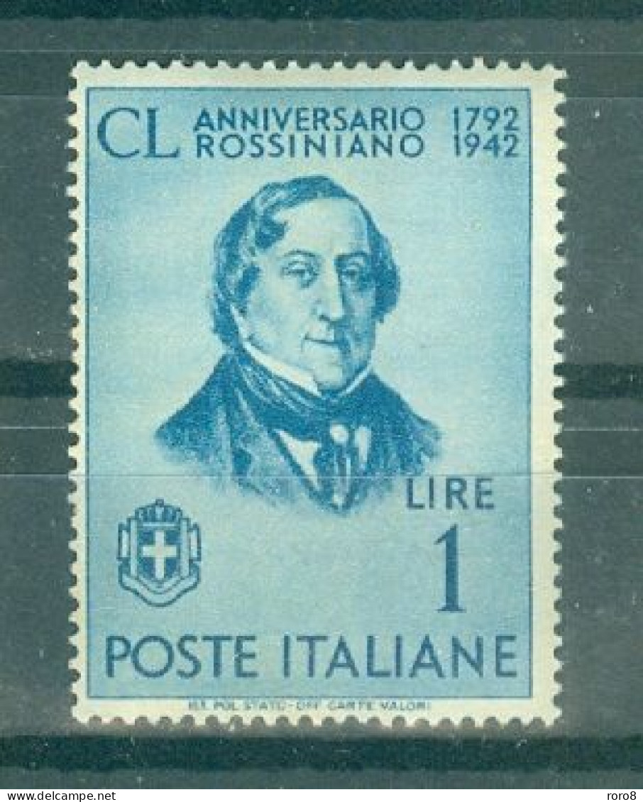 ITALIE - N°450* MH Avec Trace De Charnière SCAN DU VERSO - 150°anniversaire De La Naissance Du Compositeur Rossini. - Ongebruikt