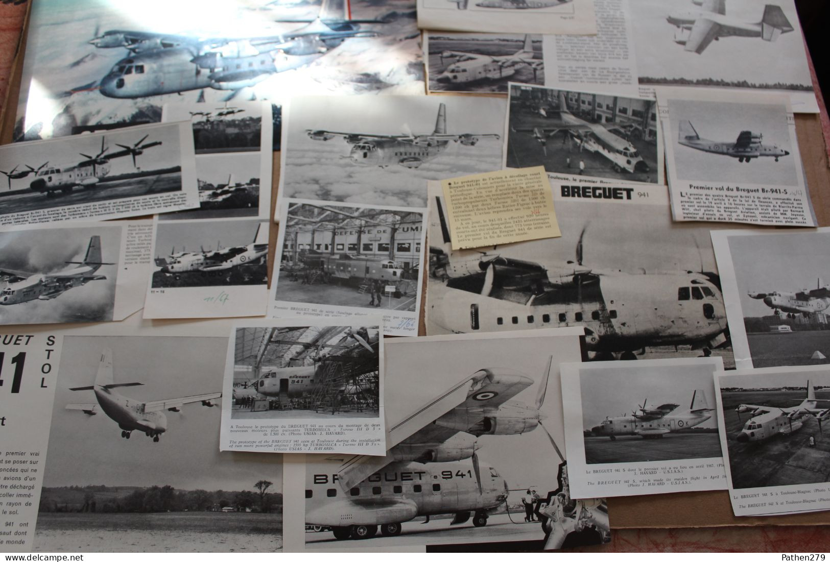 Lot De 265g D'anciennes Coupures De Presse Et Photo De L'aéronef Français Bréguet 941-942 - Aviación