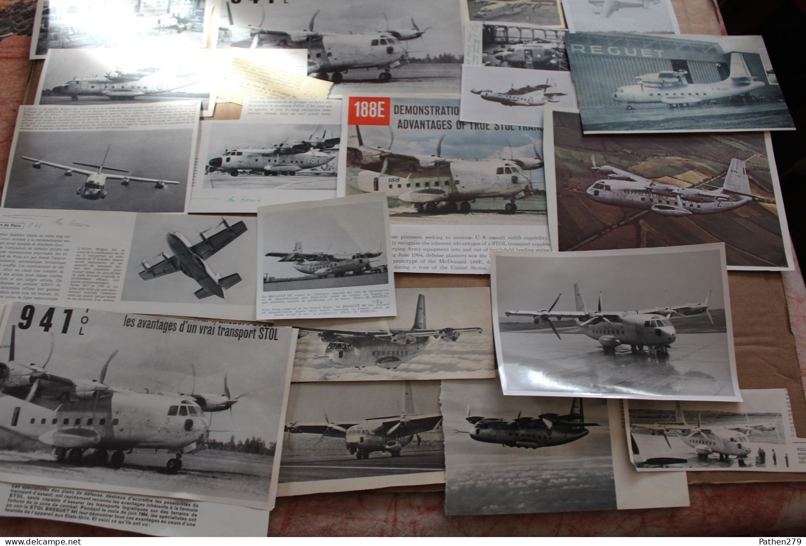 Lot De 265g D'anciennes Coupures De Presse Et Photo De L'aéronef Français Bréguet 941-942 - Aviación