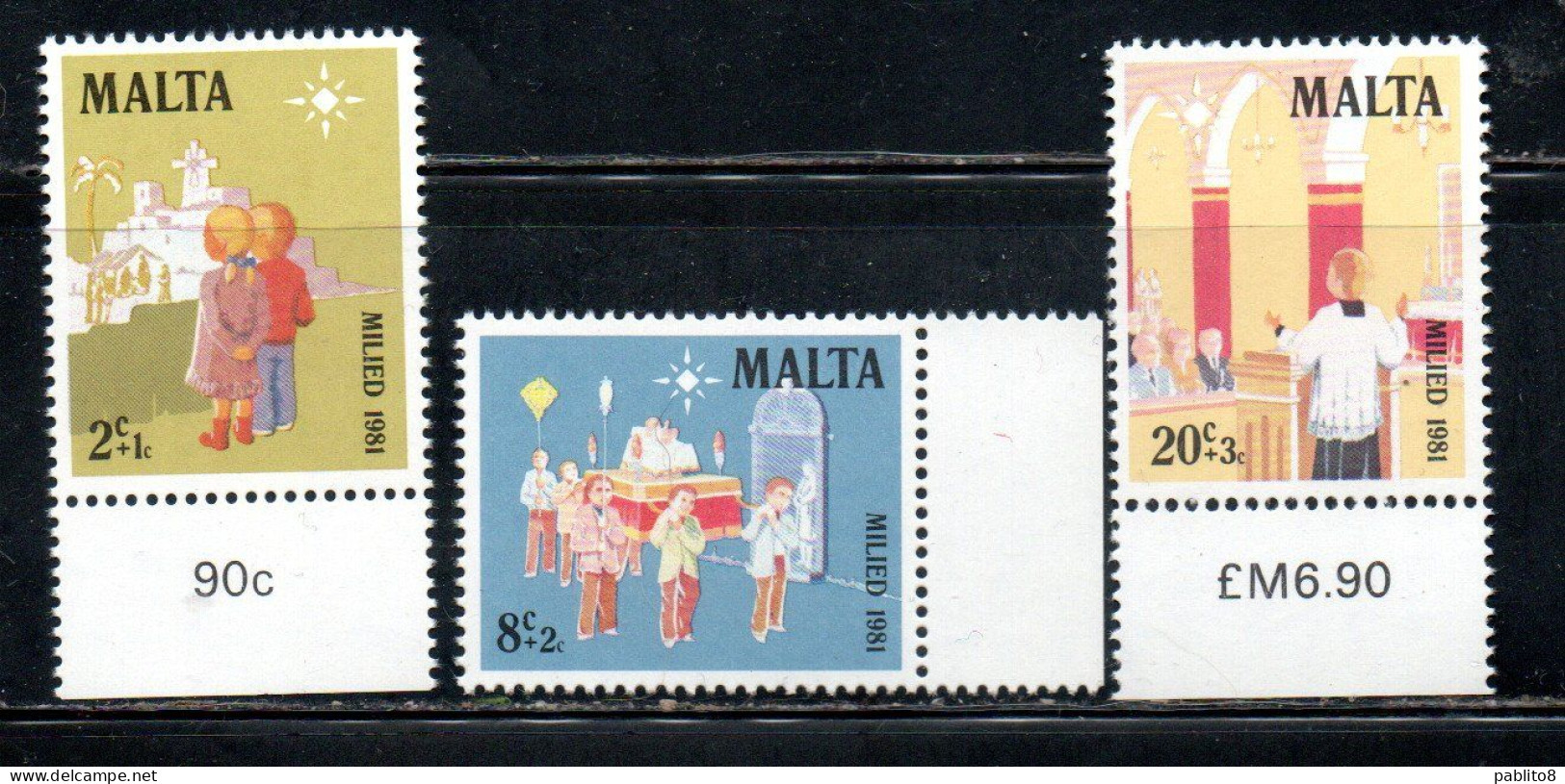 MALTA 1981 CHRISTMAS NATALE NOEL WEIHNACHTEN NAVIDAD NATAL COMPLETE SET SERIE COMPLETA MNH - Malta