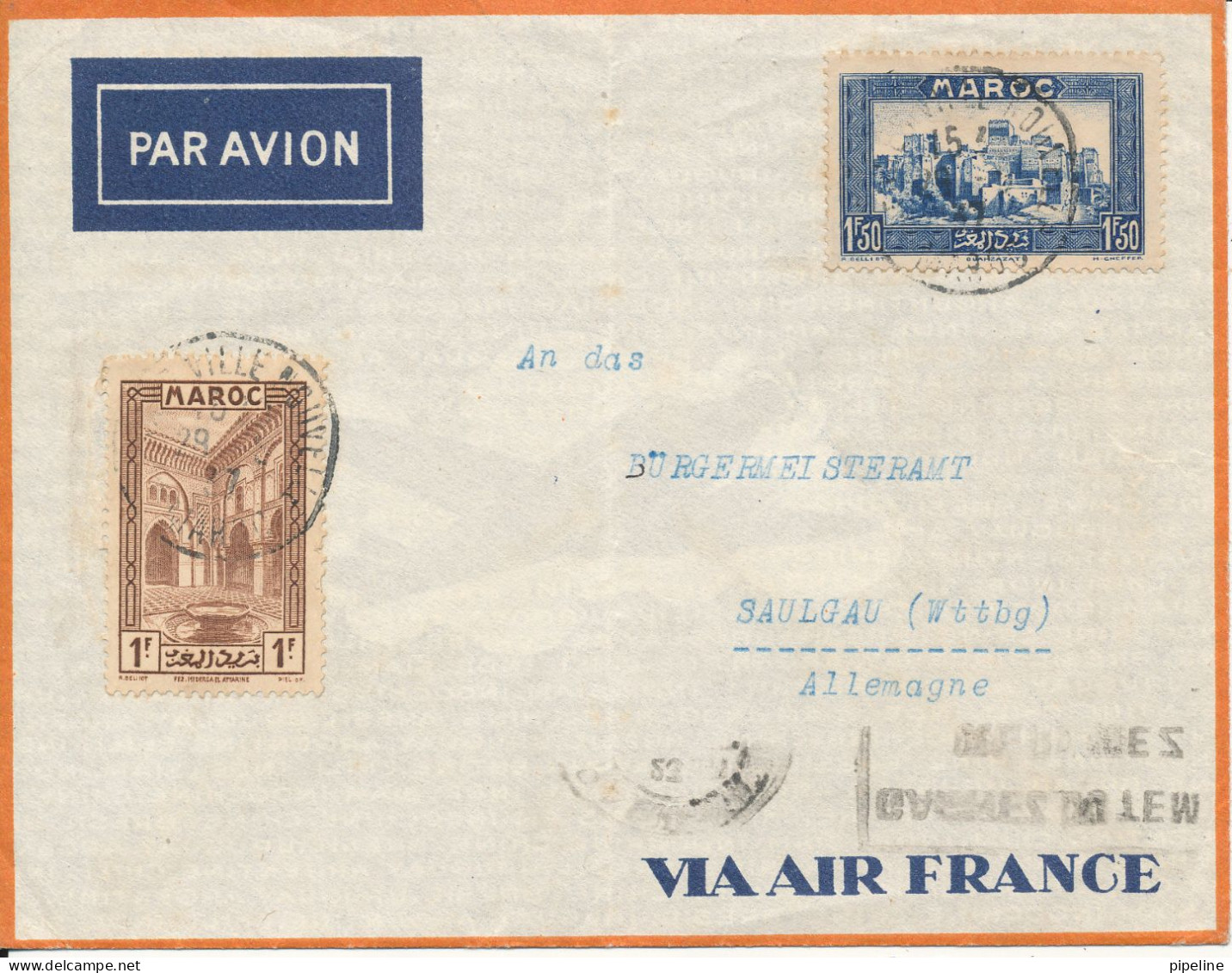 Morocco Air Mail Cover Sent To Germany 29-5-1937 - Luftpost