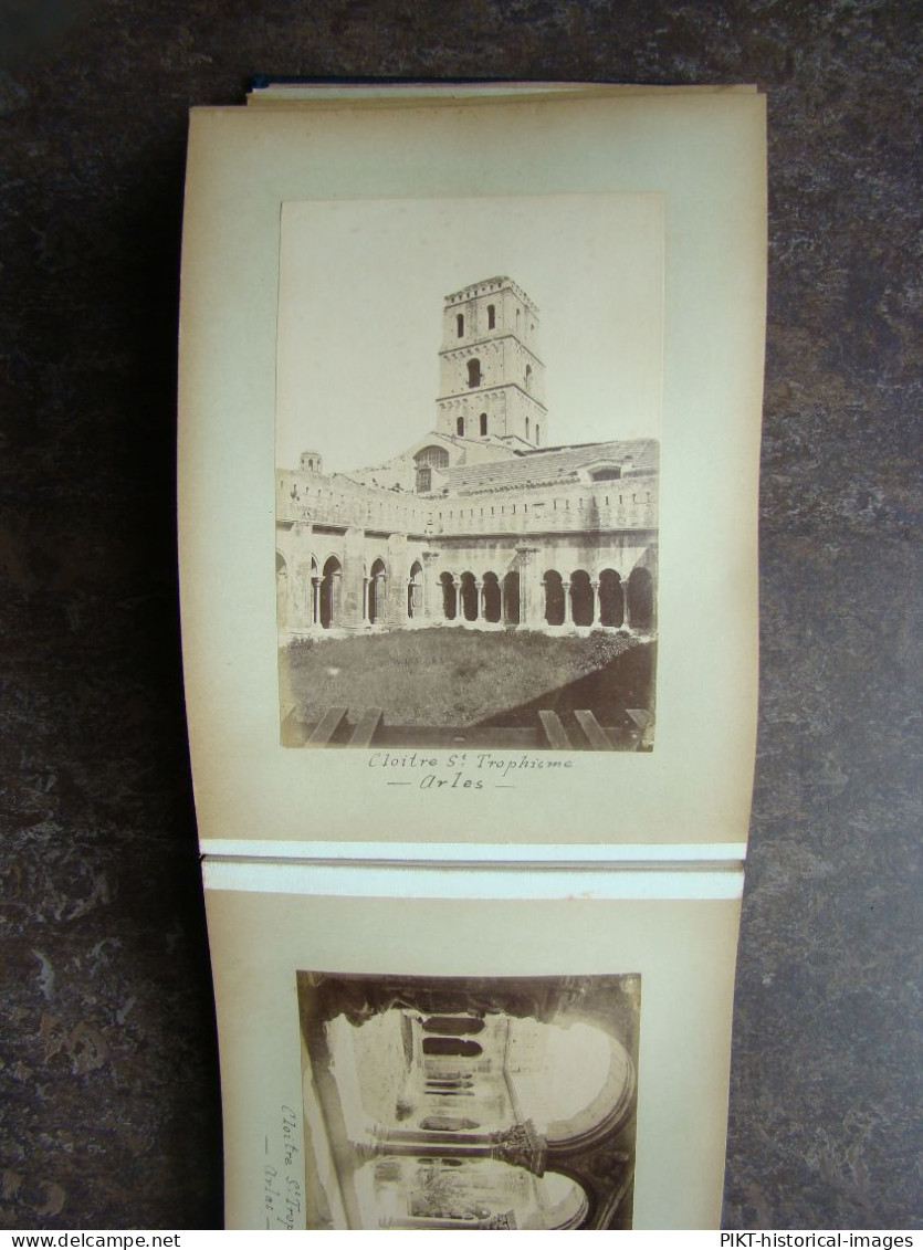 ALBUM PHOTOS ANCIEN 1880 VOYAGE BAUX PROVENCE AVIGNON ARLES NIMES MARSEILLE LYON ARCACHON CHATEAUX RENAISSANCE LOIRE TBE