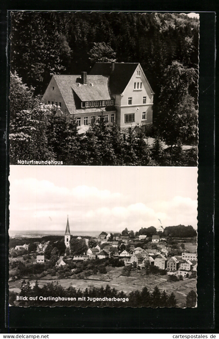 AK Oerlinghausen, Ortsansicht Mit Jugendherberge, Bielefelder Naturfreundehaus Am Tönsberg  - Bielefeld