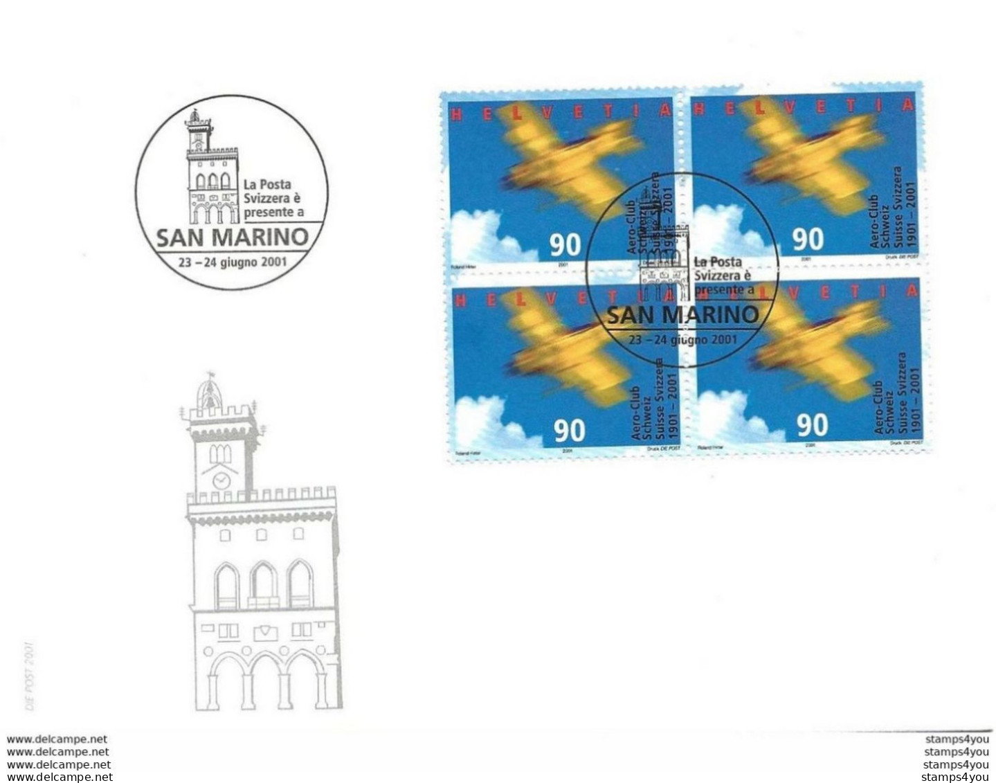 413 - 40 - Enveloppe Avec Oblit Spéciale "Expo San Marino 2001" - Postmark Collection