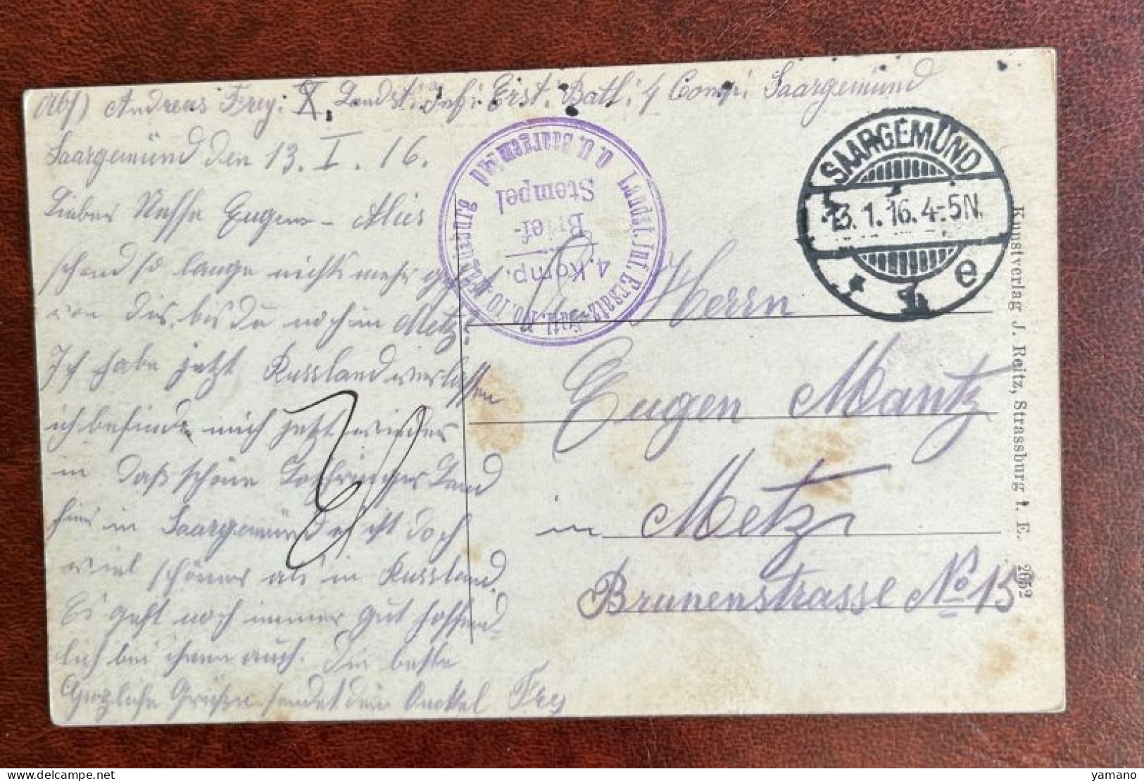 1916 -CP Saargemünd  / Sarreguemines - Palais De Justice -  Edition Reitz ,Strassburg N°2652 -avec Brief-Stempel - Sarreguemines