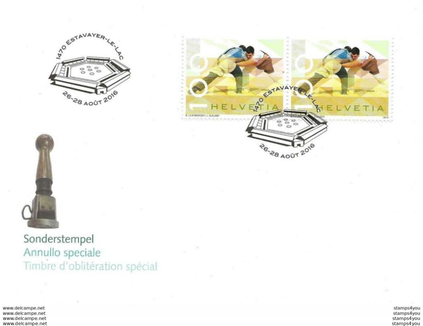 413 - 5 - Enveloppe Avec Timbres Et Oblit Spéciale "Lutte  Estavayer-le-Lac 2016" - Postmark Collection