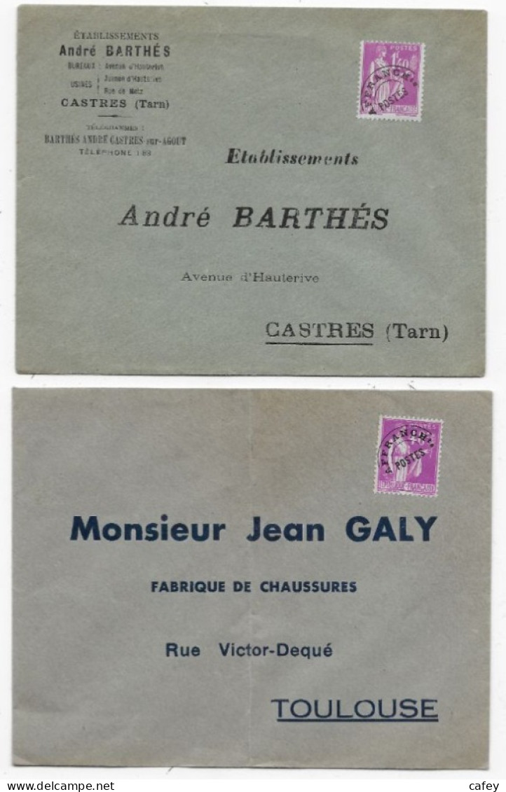 FRANCE Timbres Préoblitérés Dispersion D'une Collection 2 Lettres Timbre Type PAIX - 1893-1947