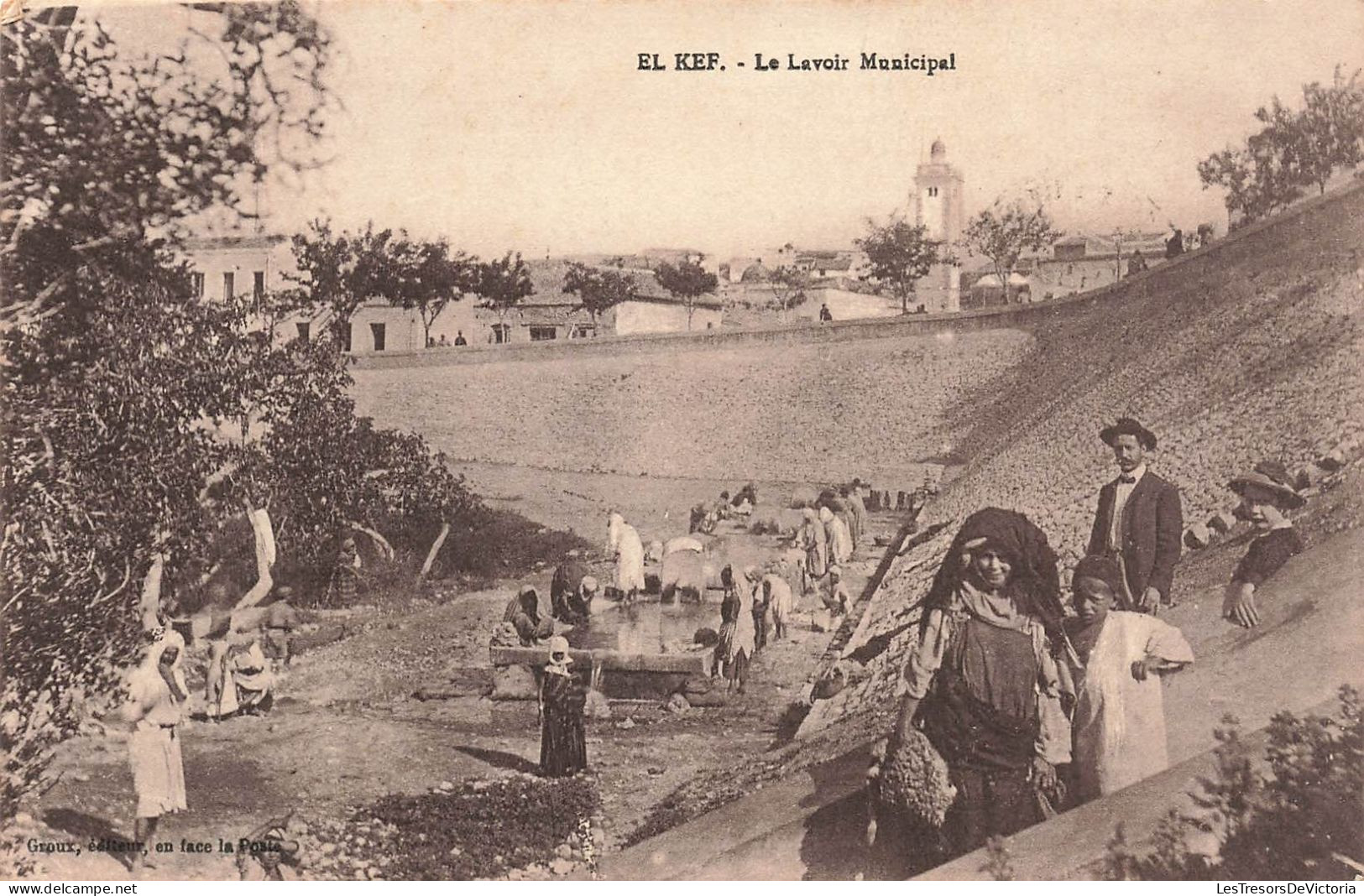 TUNISIE - El Kef - Le Lavoir Municipal - Animé - Carte Postale Ancienne - Tunisia