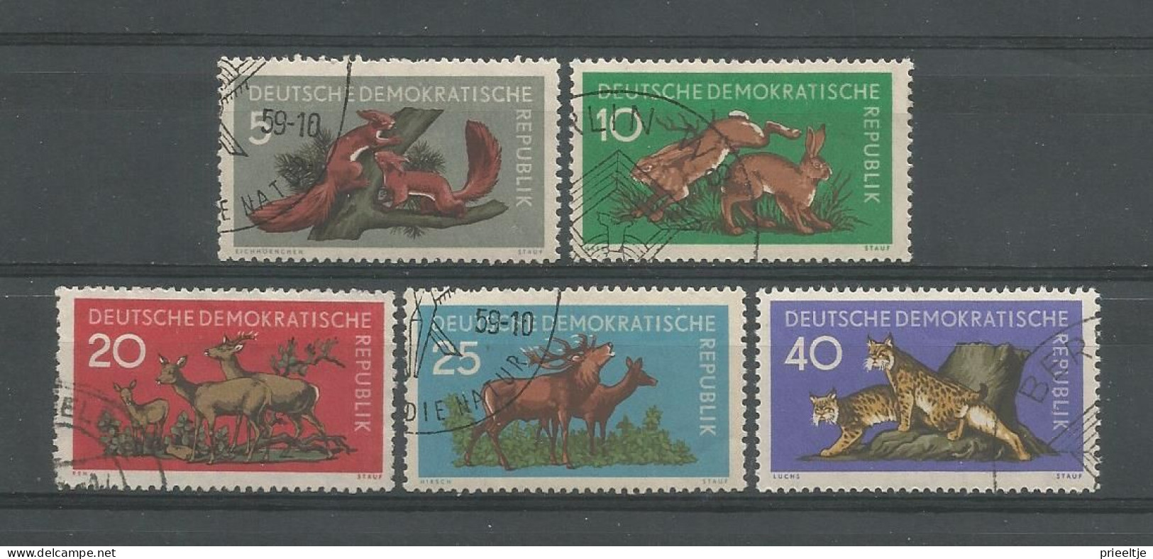 DDR 1959 Forest Animals Y.T. 453/457  (0) - Gebruikt