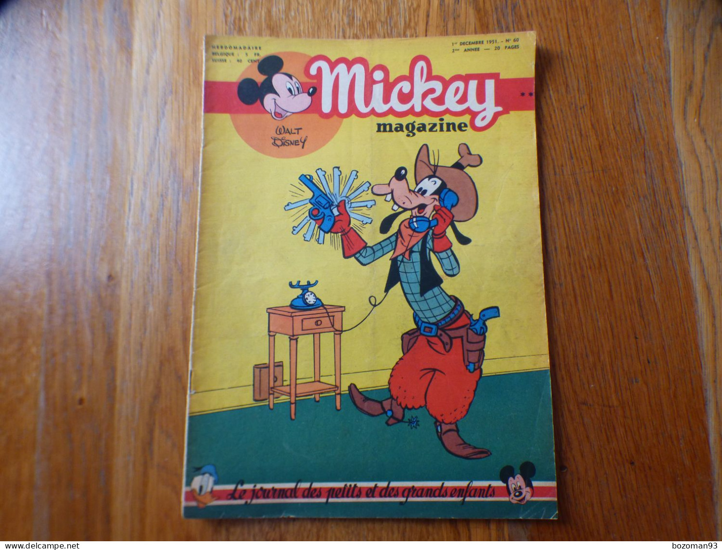 JOURNAL MICKEY BELGE N° 60 Du 1/12/1951 Avec BLANCHE NEIGE + COVER DINGO - Journal De Mickey