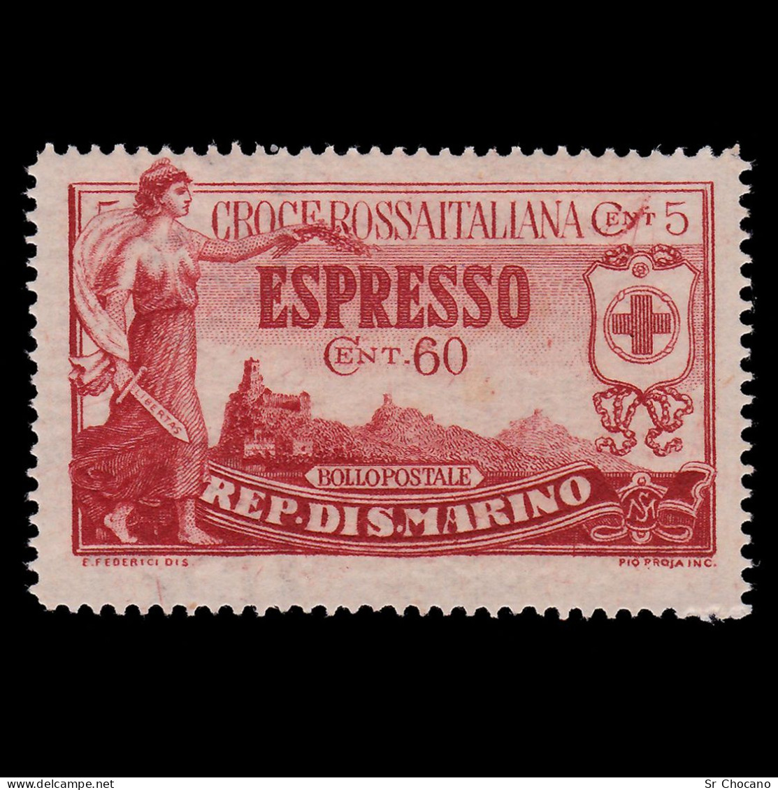 SAN MARINO SEMI-POSTAL SPECIAL DELIVERY .60c + 5c.1923.SCOTT EB1.MH - Unused Stamps