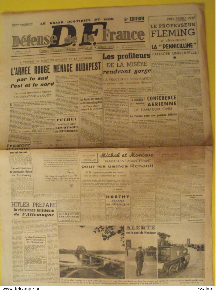 DF Défense De La France  N° 101 Du 20 Octobre 1944. Pucheu Renault Horthy Hitler Varsovie épuration Collaboration. - Guerra 1939-45