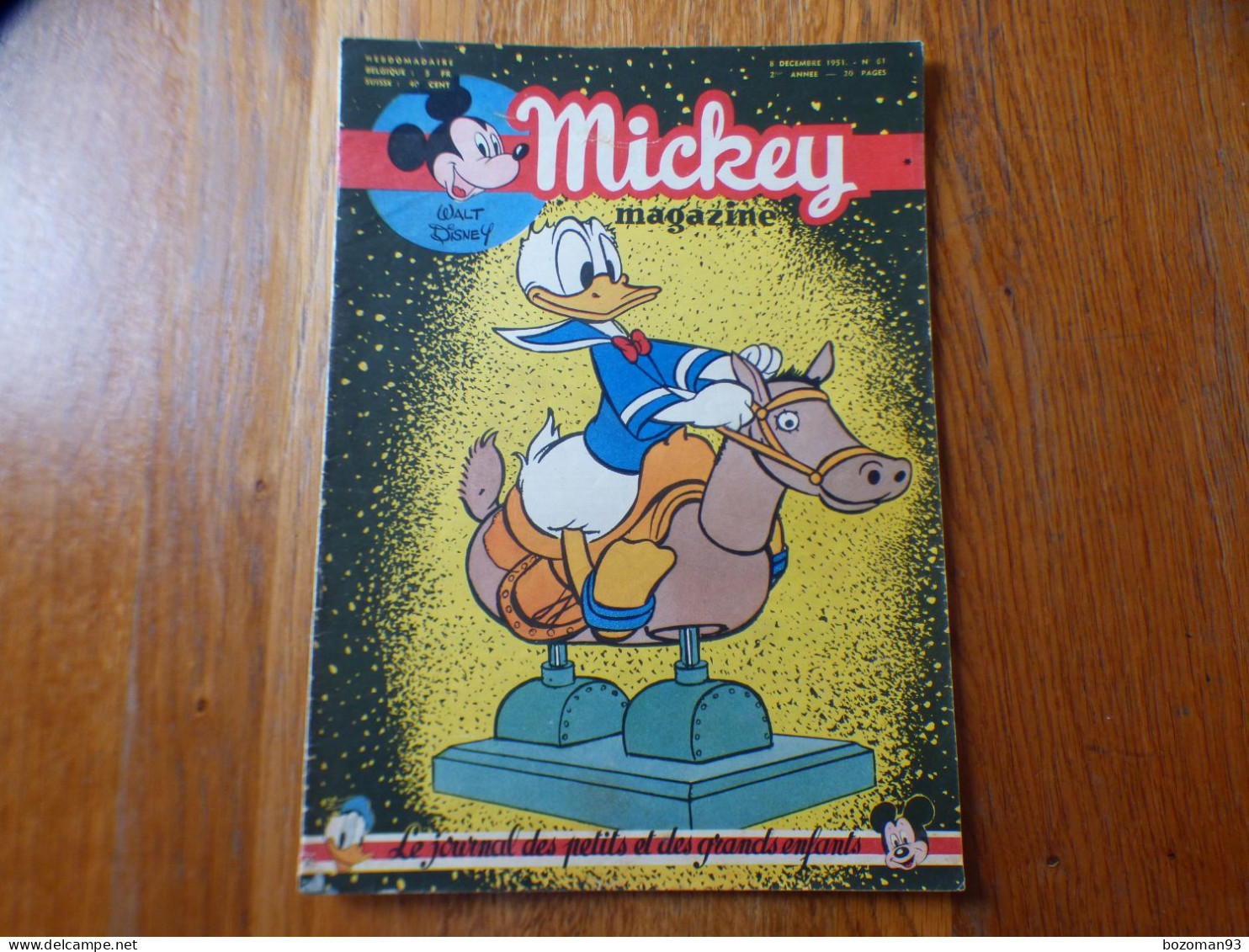 JOURNAL MICKEY BELGE N° 61 Du 8/12/1951 Avec BLANCHE NEIGE + COVER DONALD - Journal De Mickey