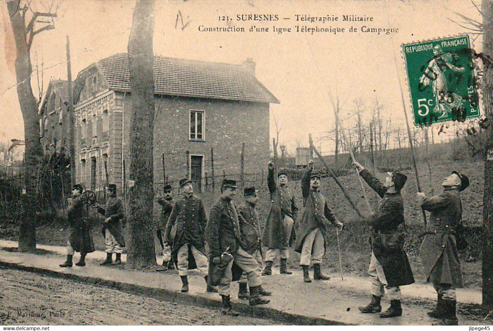 CPA - SURESNES - Construction D'une Ligne Télégraphique De Campagne. - Manoeuvres