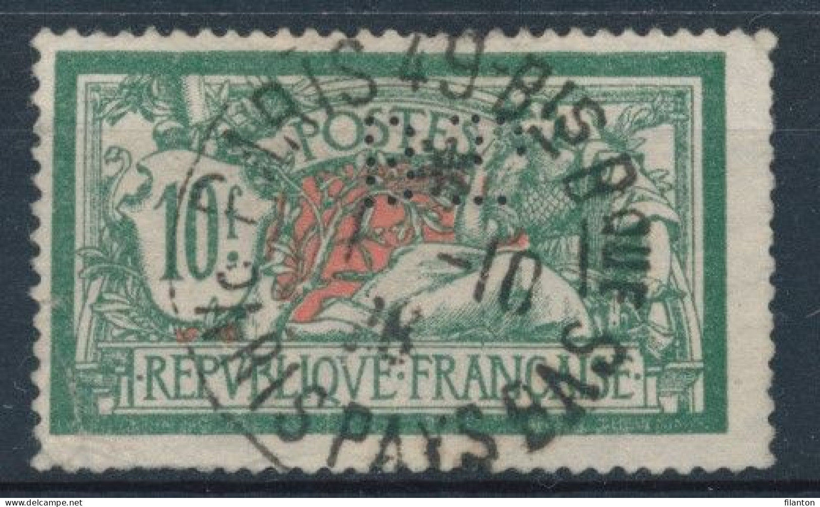 FRANCE - Yv. Nr 207 - PERFIN - Merson - Gest./obl. - Hoekplooi/coin Plié - Cote 20,00 € - Gebraucht