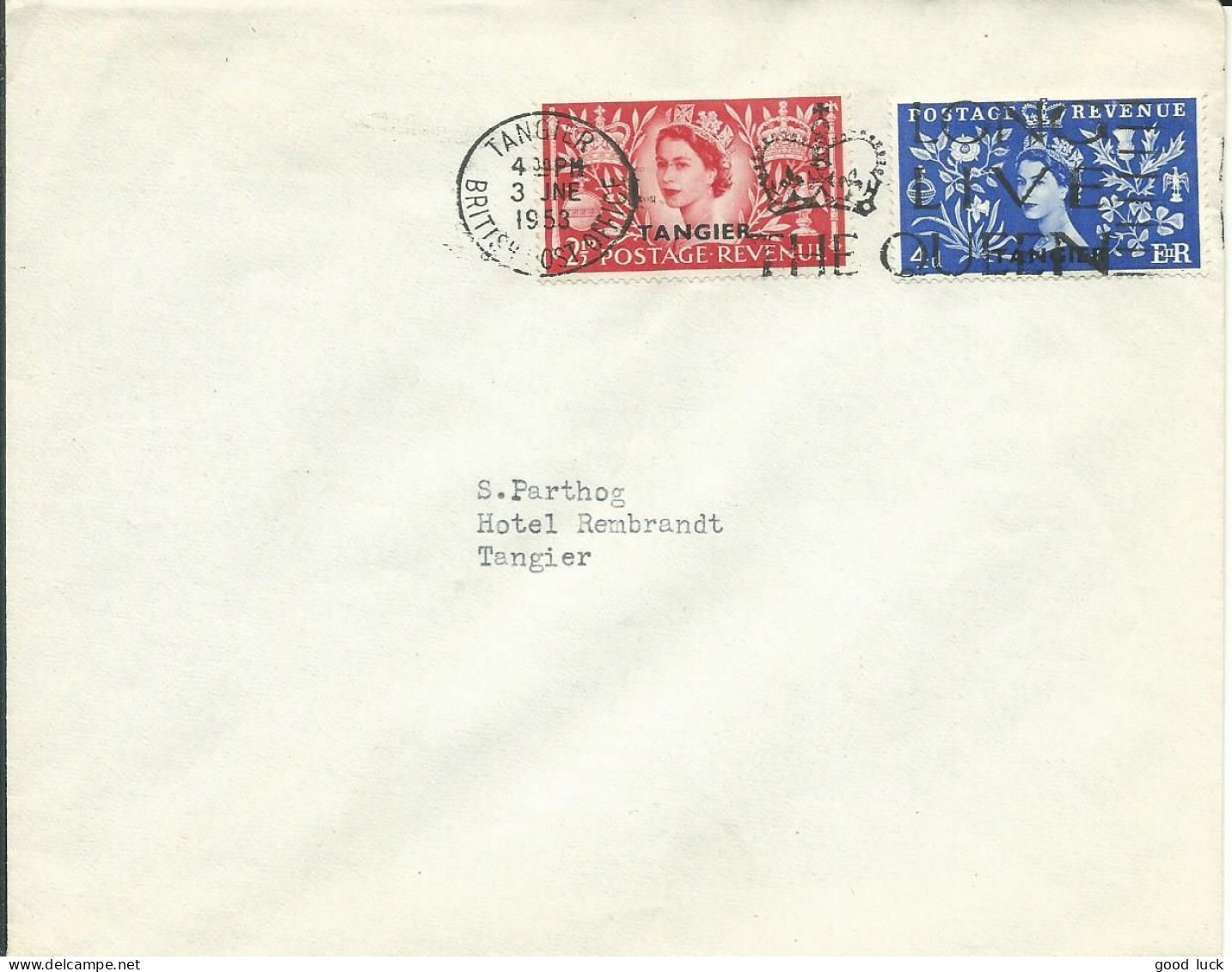 TANGER / MAROC  LETTRE 6.5p  POUR TANGER DE 1953   LETTRE COVER - Morocco Agencies / Tangier (...-1958)