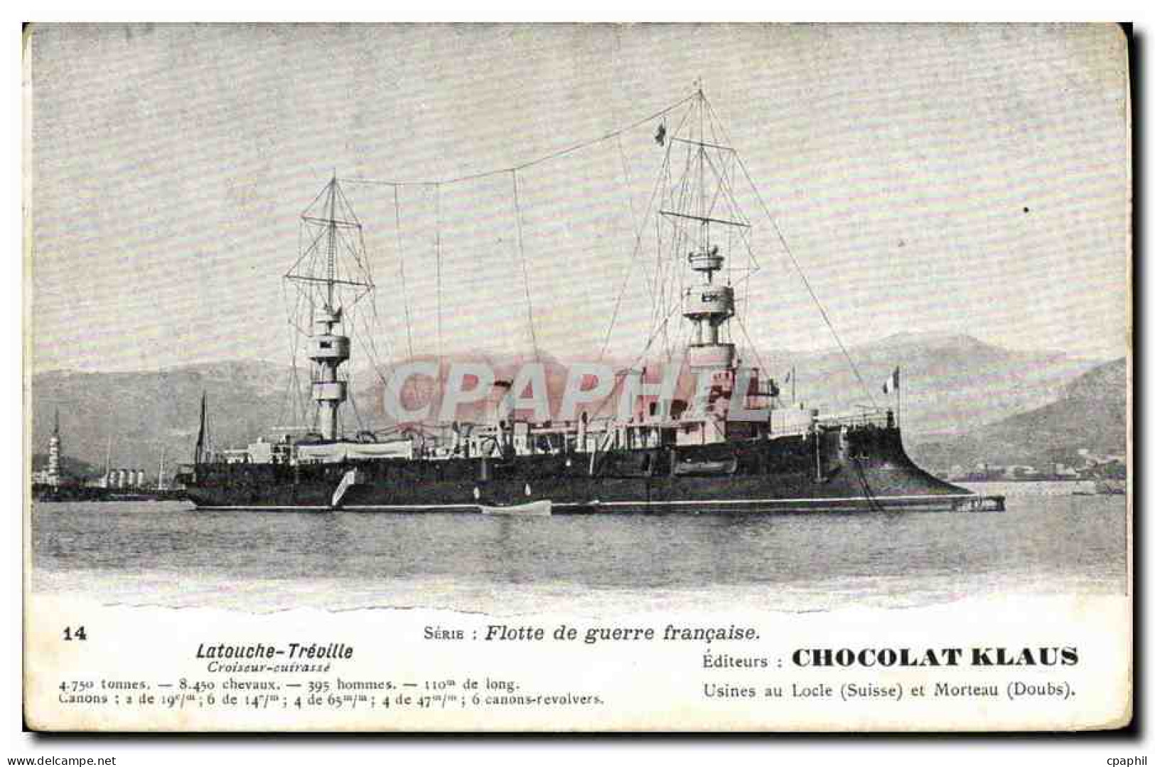 CPA Bateau Latouche Treville Croiseur Cuirasse  - Guerra