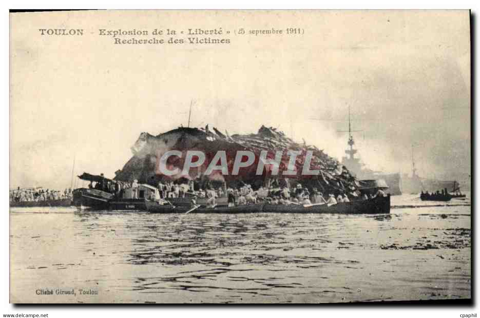 CPA Bateau Toulon Explosion De La Liberte Recherche Des Victimes - Guerre