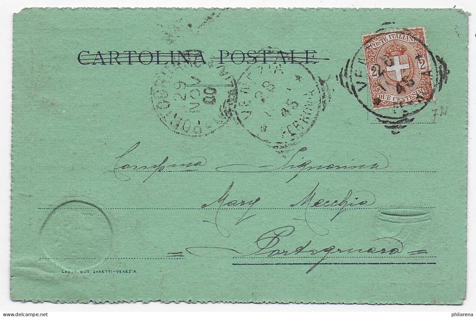Postkarte Venetia 1900 Mit Prägeteilen Auf Der Rückseite - Non Classés