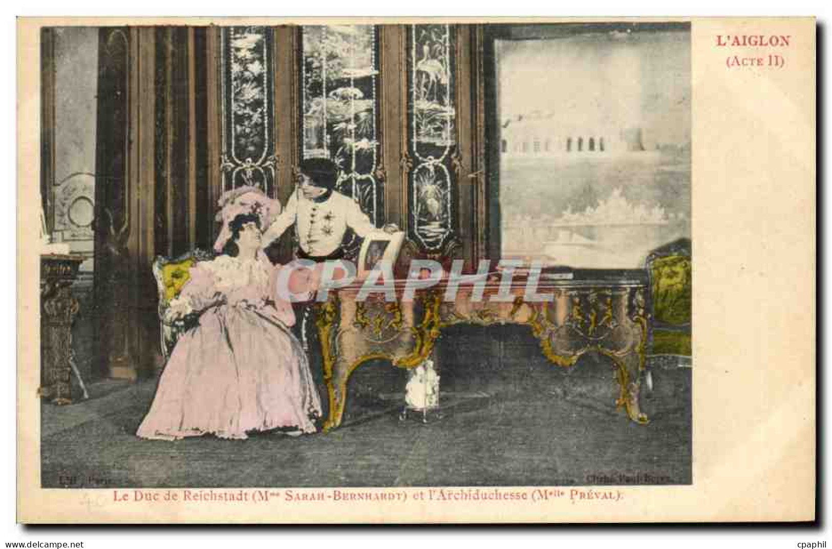 CPA Fantaisie Theatre Femme L&#39aiglon Acte II Le Duc De Reichstadt Mme Sarah Bernhardt Et L&#39arc - Femmes