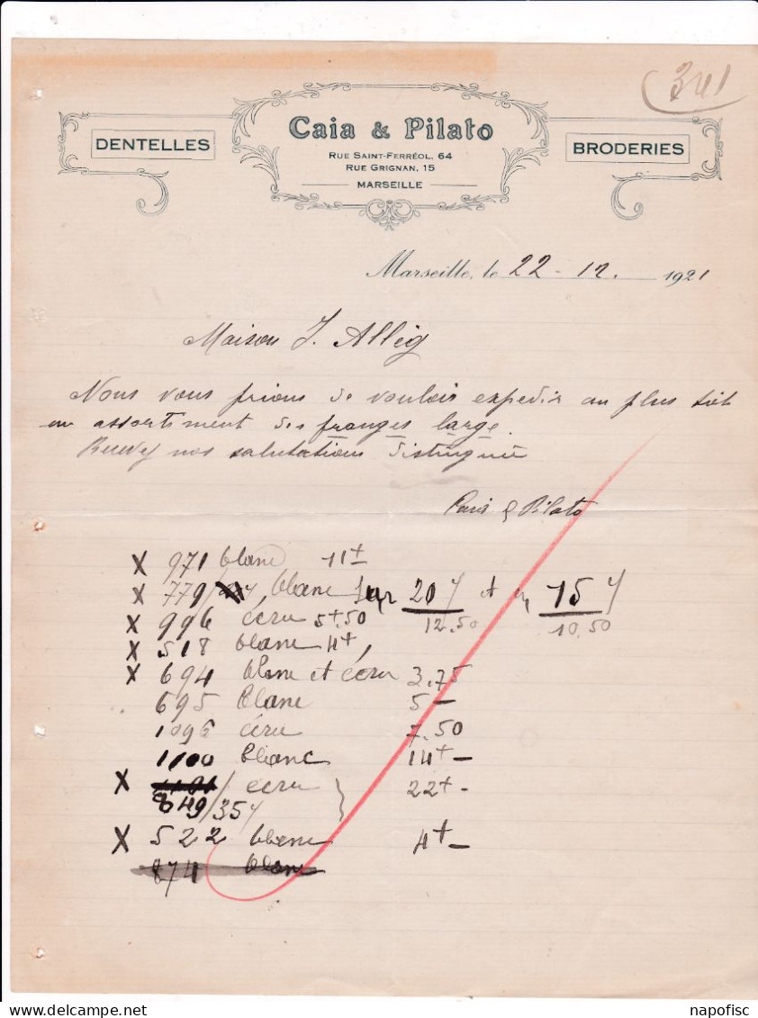 13-Caia & Pilato..Dentelles & Broderies....Marseille...(Bouches-du-Rhône)...1921 - Textilos & Vestidos