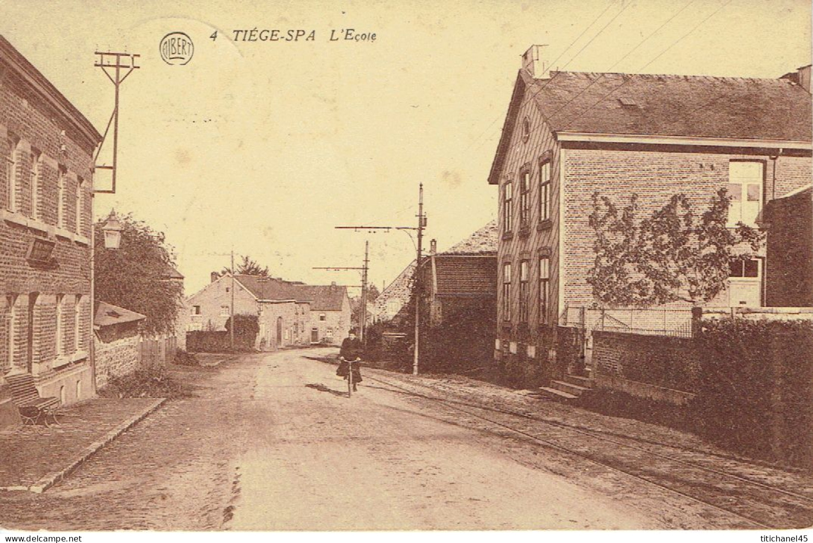 TIEGE ( Sart-lez-Spa - Jalhay ) -  L'Ecole - Curé En Vélo - 23.8.1921 - Spa
