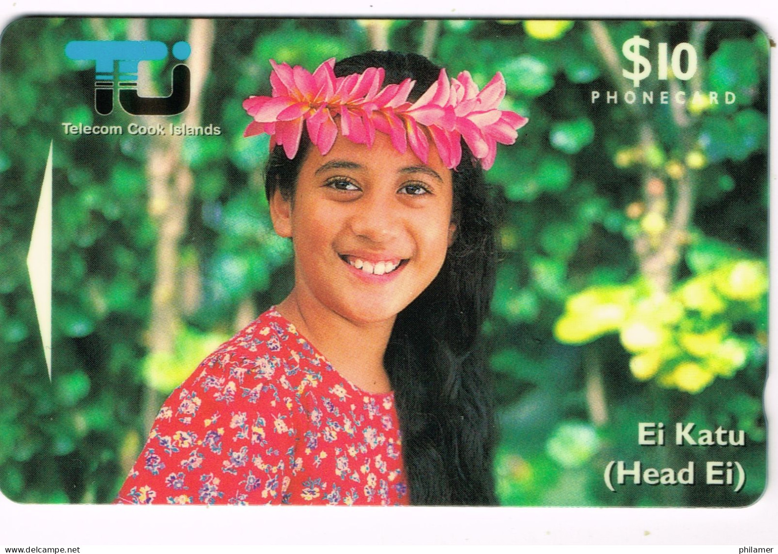 COOK ISLAND NOUVELLE ZELANDE NEW ZEALAND Telecarte Phonecard EI KATU HEAD EI FEMME FLEUR  Ut BE - Nieuw-Zeeland